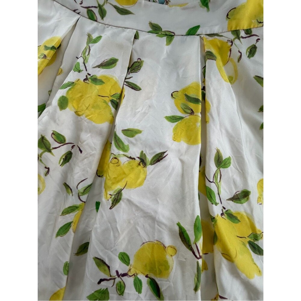 kate spade White Lemon-Print Circle Skirt with Yellow Fruit Motif-8 - Picture 6 of 7